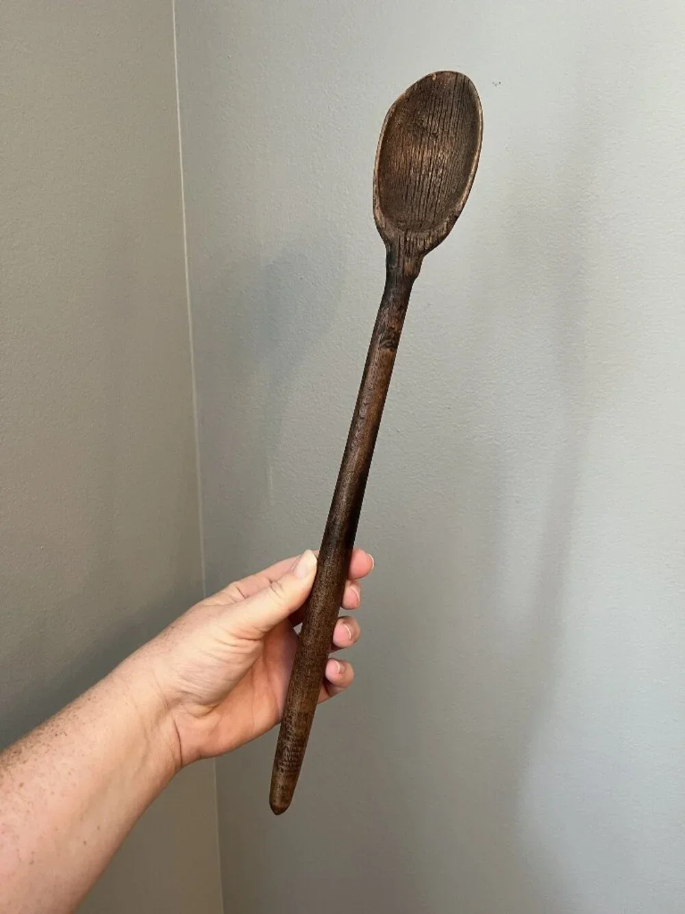 Vintage Hand-Carved Wooden Mixing Spoon 16